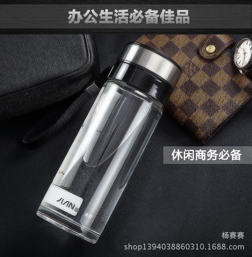 富光单层玻璃杯 500ml大容量男士便携带盖过滤茶杯耐热透明水杯子